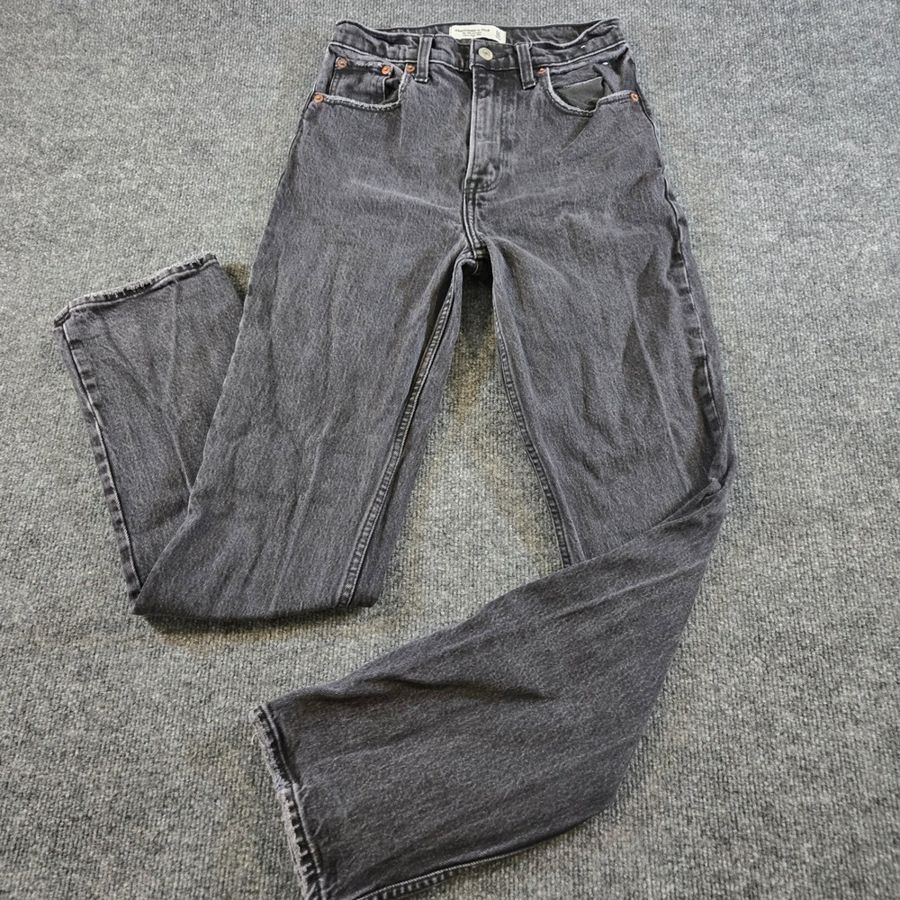 Abercrombie The 90s Straight Ultra High Rise Faded Black Jeans 24 Indie Sleaze